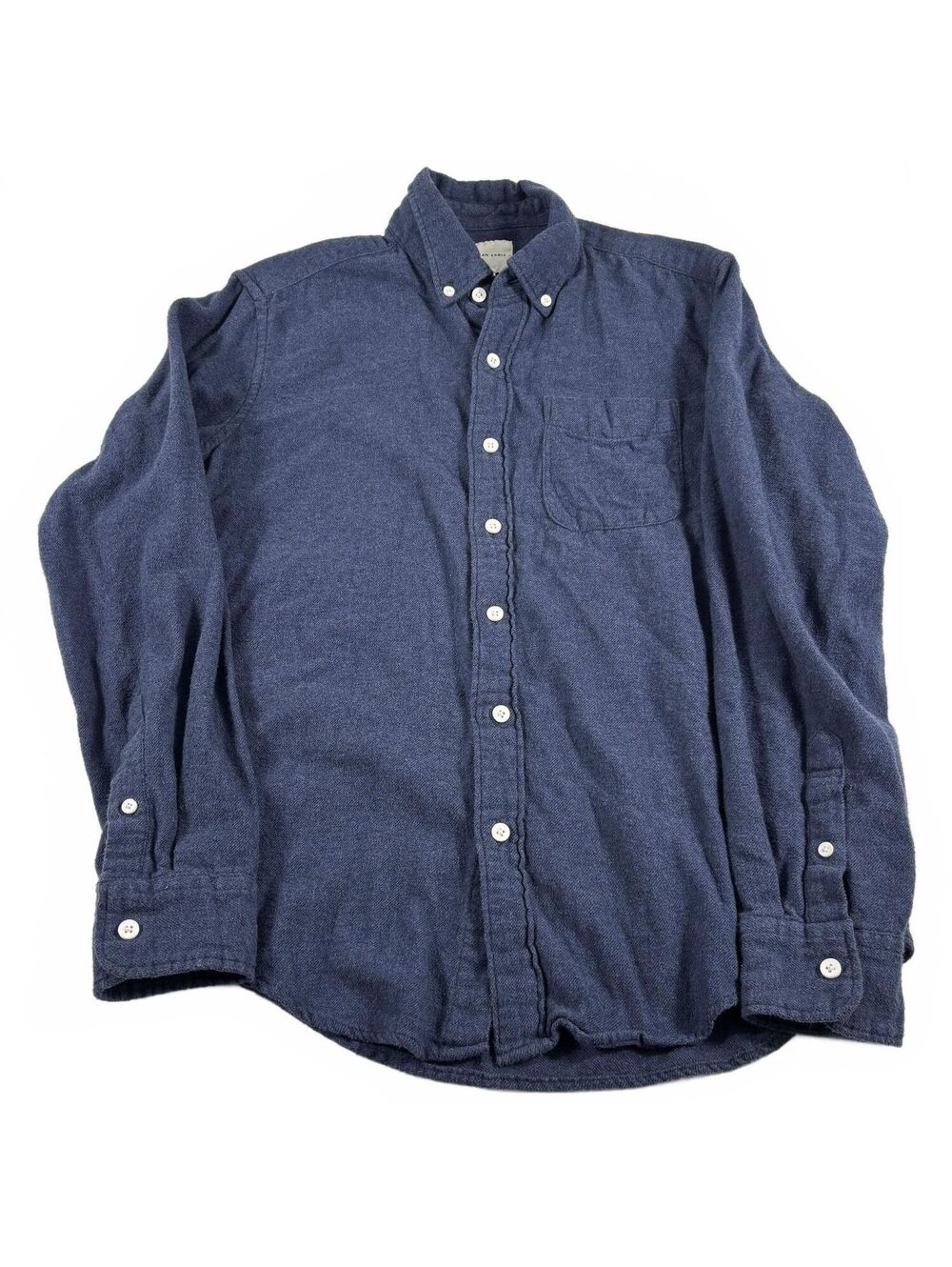 American Eagle Men's Blue Knit Button Down Shirt Size S